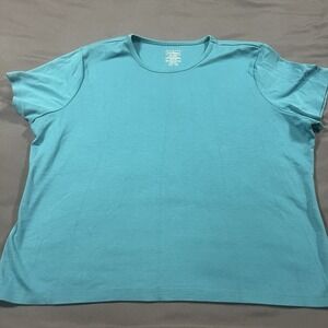 LL Bean Crewneck T-Shirt Women's Blue XL Petite 100% Supima Cotton Short Sleeve
